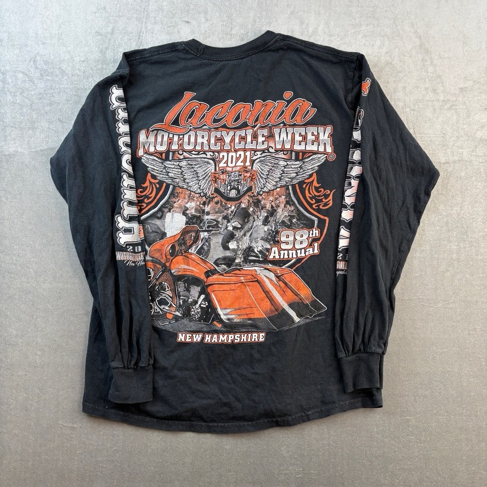 Laconia Motorcycle Bike Week 2021‎ Long Sleeve Graphic Tee Black Mens S